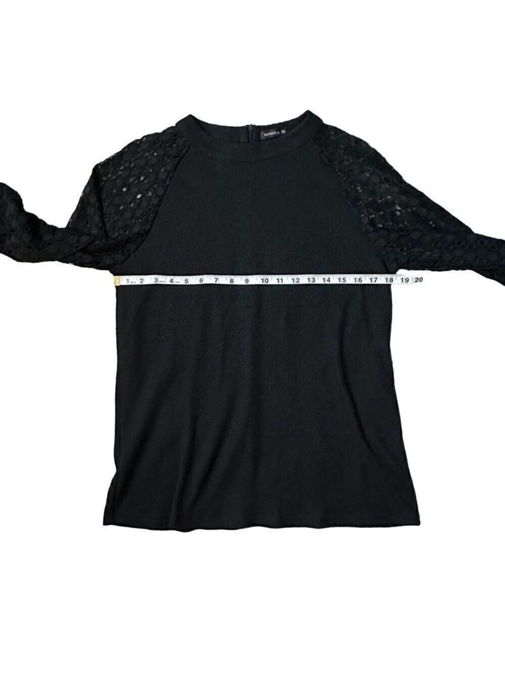 MIHOLL Lace Balloon Sleeve Casual Knit Mock Neck Top Size Medium - Picture 9 of 12